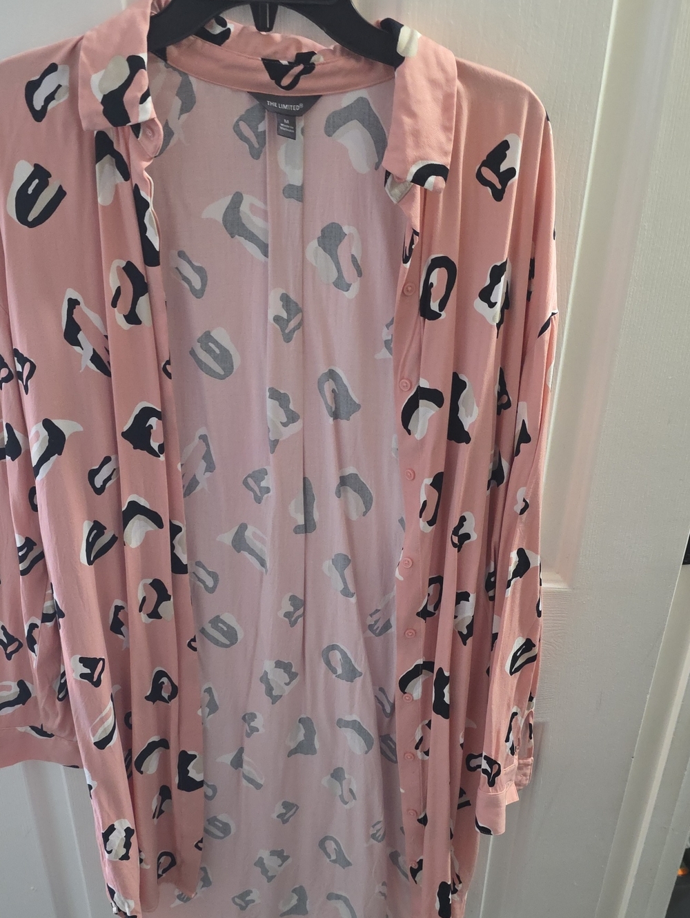 The Limited Pink Leopard-Print Button Front Blouse